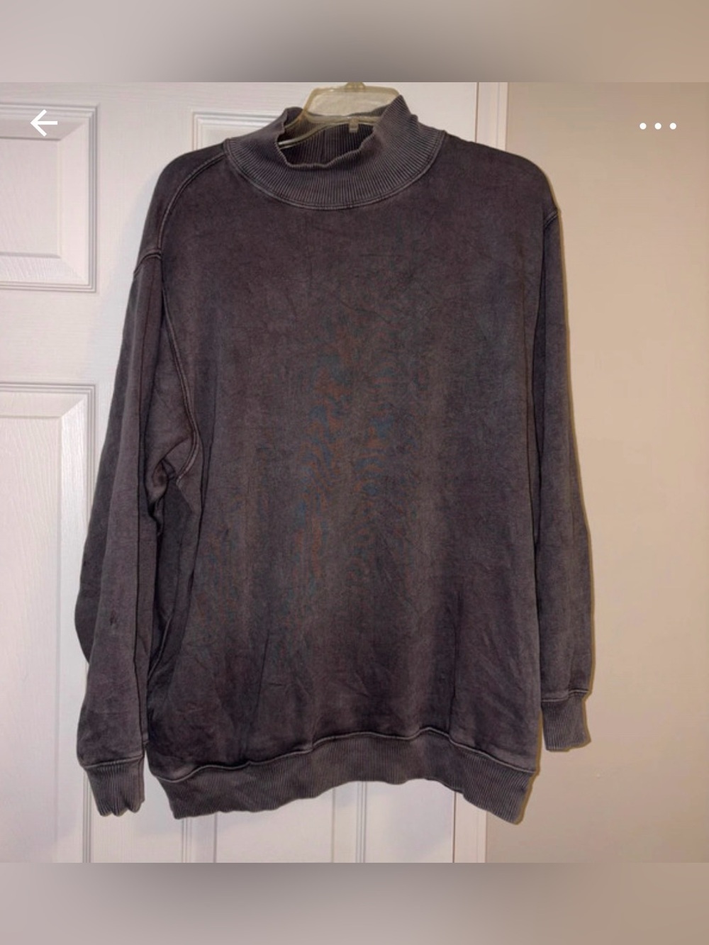 Relaxed Mock Neck Crewneck Sweater — Washed Charcoal